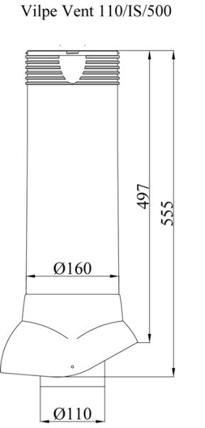 Вентиляционный выход изолированный Vilpe 110/из/500 Черный