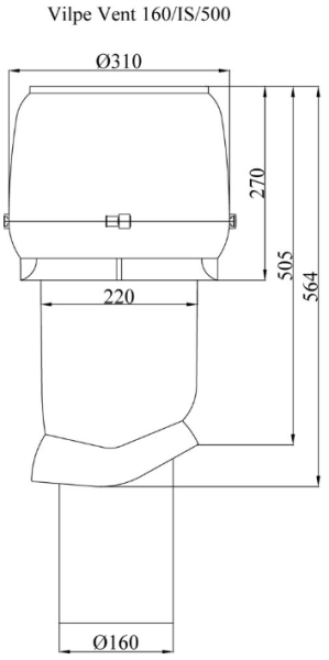Вентиляционный выход изолированный Vilpe 160/225/500 с колпаком Коричневый
