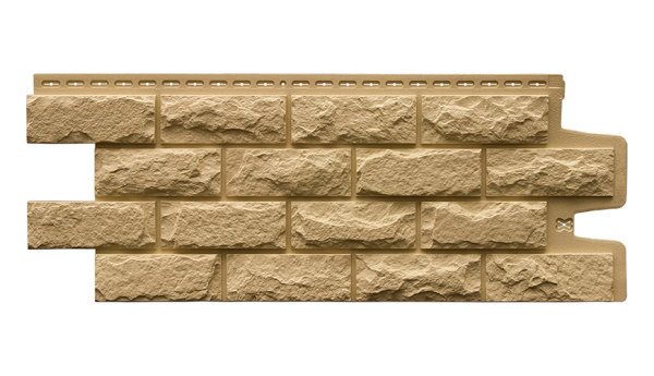 Фасадная панель Grand Line Classic Колотый камень (моноцвет) 0,992х0,392 Песочный