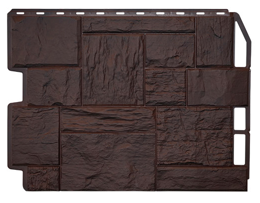 Фасадные панели FineBer Дачный, Туф 3D Темно-коричневый