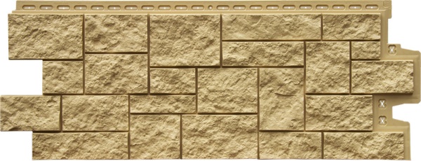Фасадная панель Grand Line Classic Дикий камень (моноцвет) 0,992х0,392 Песочный